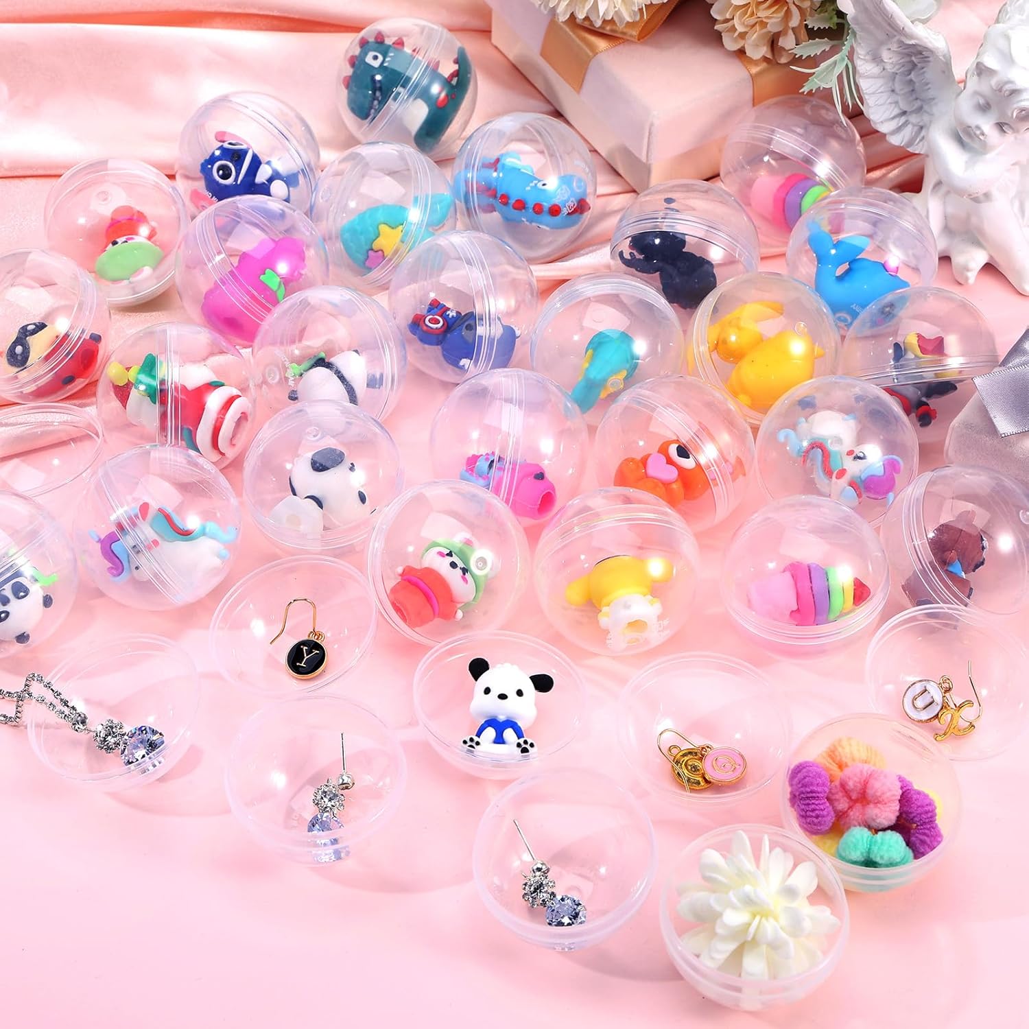 100 Pack Gumball Vending Machine Capsules with Cute Cartoon Mini Toy Small Filled Toys Capsules for Kindergarten Gift Christmas Easter Basket Stuffers Cute Egg(45mm) - Image 7
