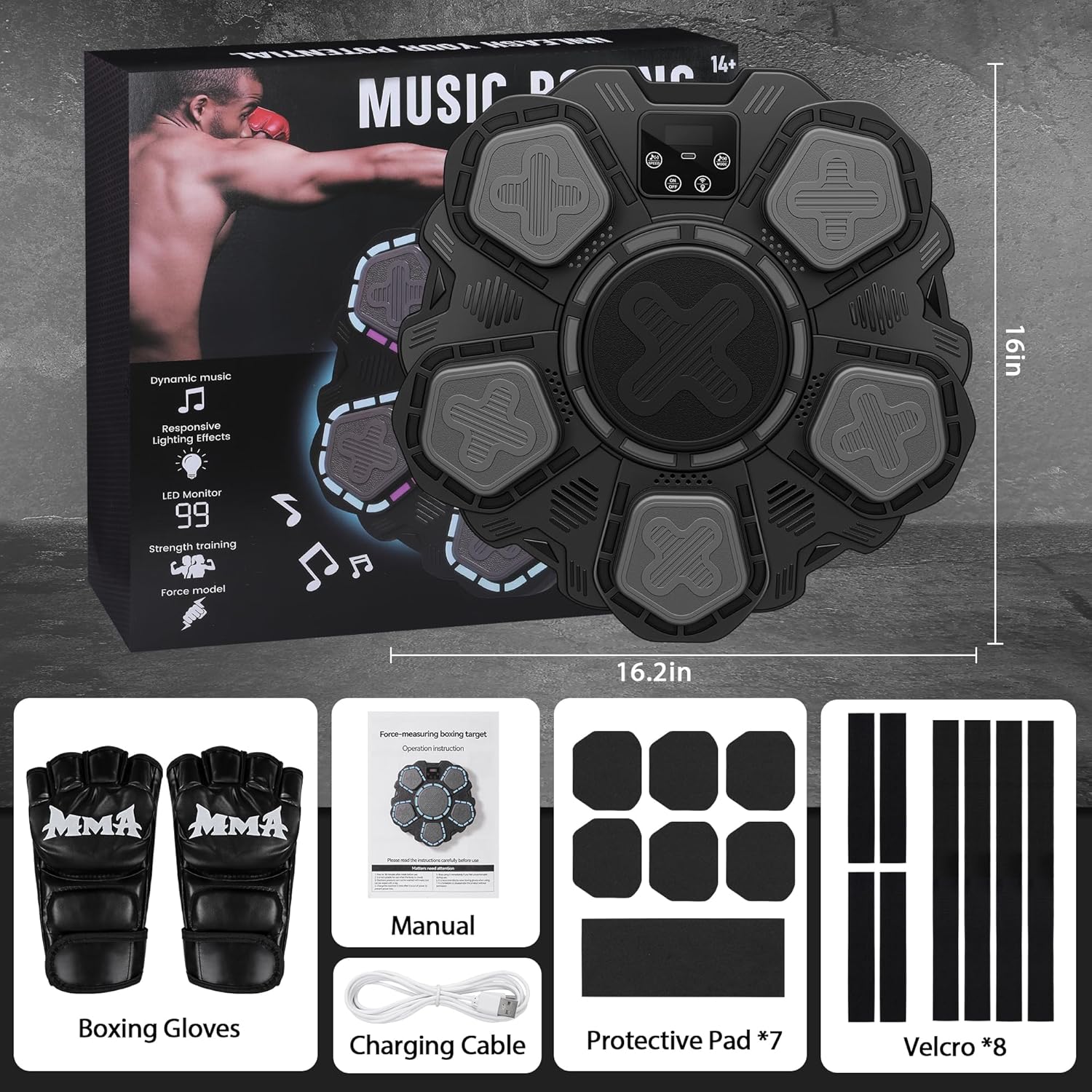 Music Boxing Machine Sport Toys for Kids and Adults,Wall Mounted Bluetooth Smart Punching Target,Training Pad Toy with Boxing Glove,Ideas Toys for Boys Girls Kids 3 4 5 6 7 8 9 10 11 12+ Years Old - Image 7