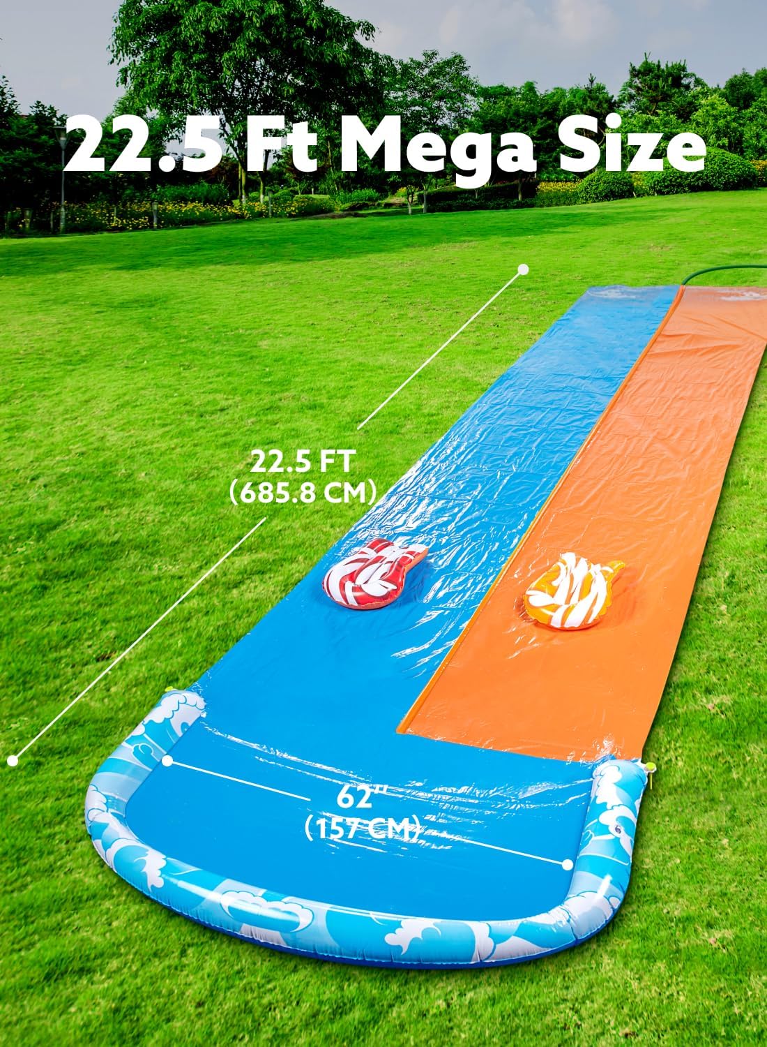 JOYIN 22.5ft Water Slides and 2 Bodyboards, Lawn Water Slide Summer Slip Waterslides Water Toy with Build in Sprinkler for Backyard Outdoor Water Fun for Kids - Image 3