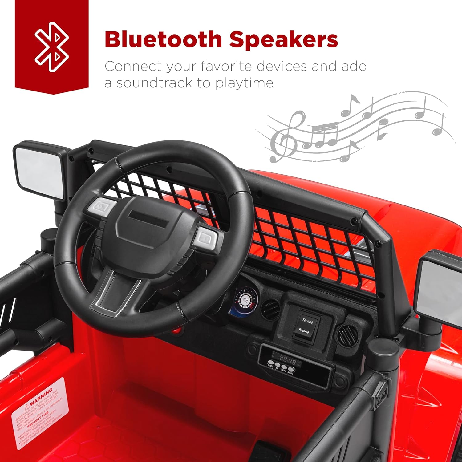 Best Choice Products 12V Kids Electric Vehicle Toy Ride On Car with Parent Remote Control for Toddlers, Seat Harness, 61 lbs Weight Capacity, Locking Doors, Spring Suspension, Bluetooth - Red - Image 6