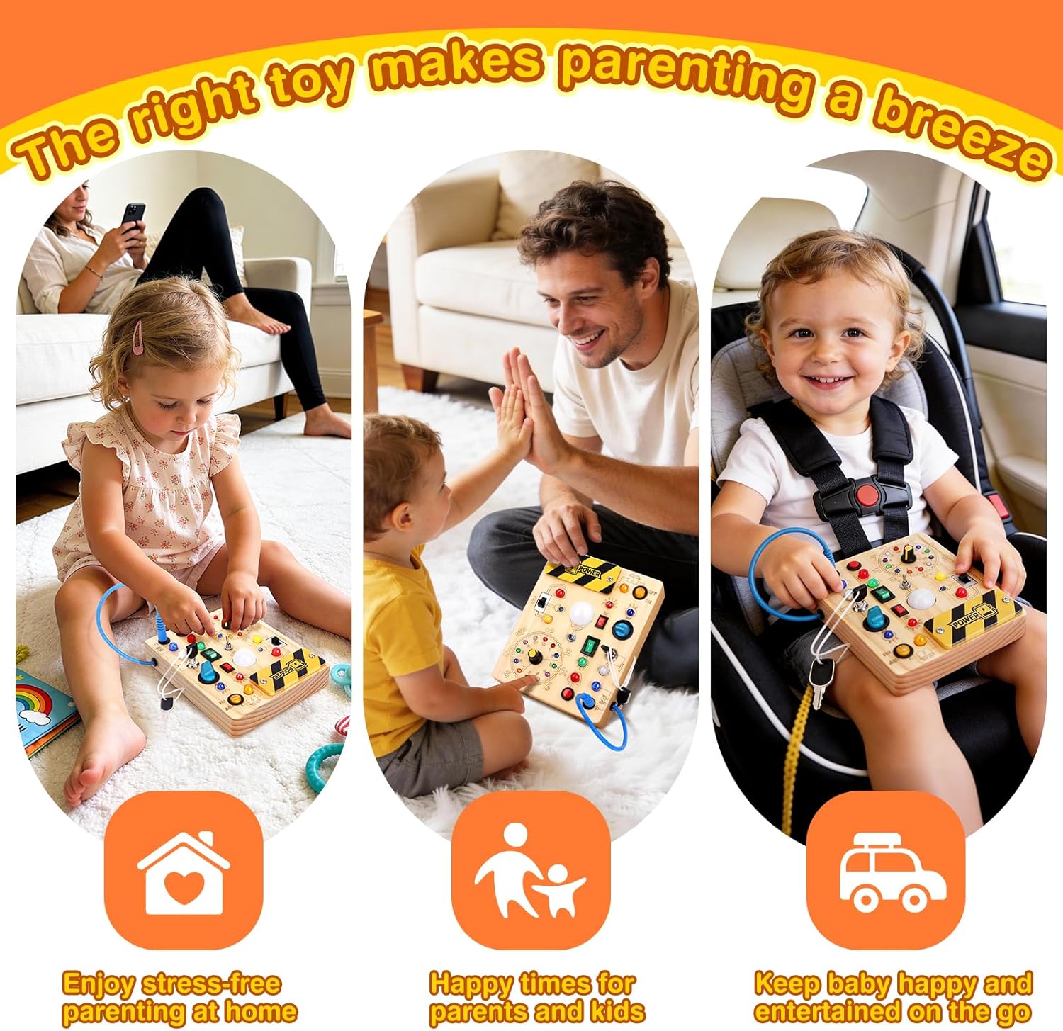 Grarain Busy Board for Toddlers - Montessori Educational Toy for 1-3 Year Old Boys & Girls | Travel-Friendly Sensory Learning Activity | Ideal for Kids with Autism(Clocks Busy Board) - Image 6