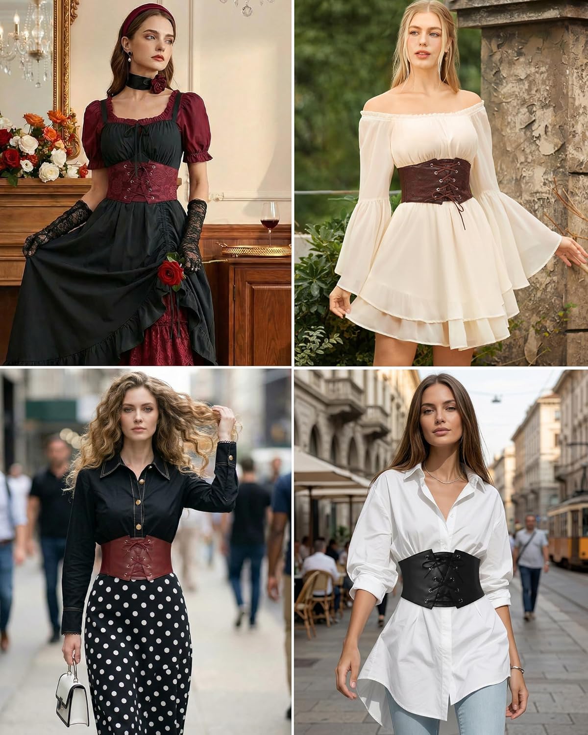 GRACE KARIN Women's Elastic Wide Waist Belt Renaissance Pirate Corset Cinch Belt Cosplay Costume with Press Button - Image 7