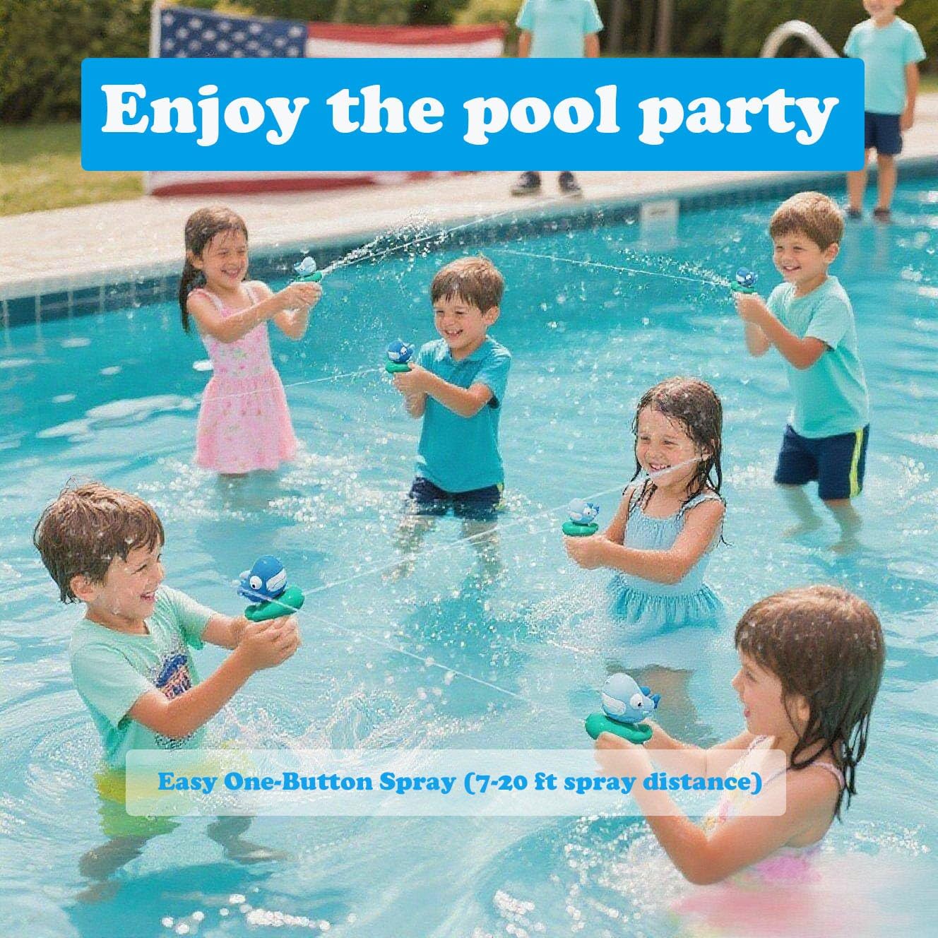 Water Guns for Kids,2 Pack Shark Mini Water Pistol Squirt Gun 6-20ft Range Blasters Gun,Outdoor Water Toy Swimming Pool Beach Water Gun for Boys Girls Toddlers - Image 2