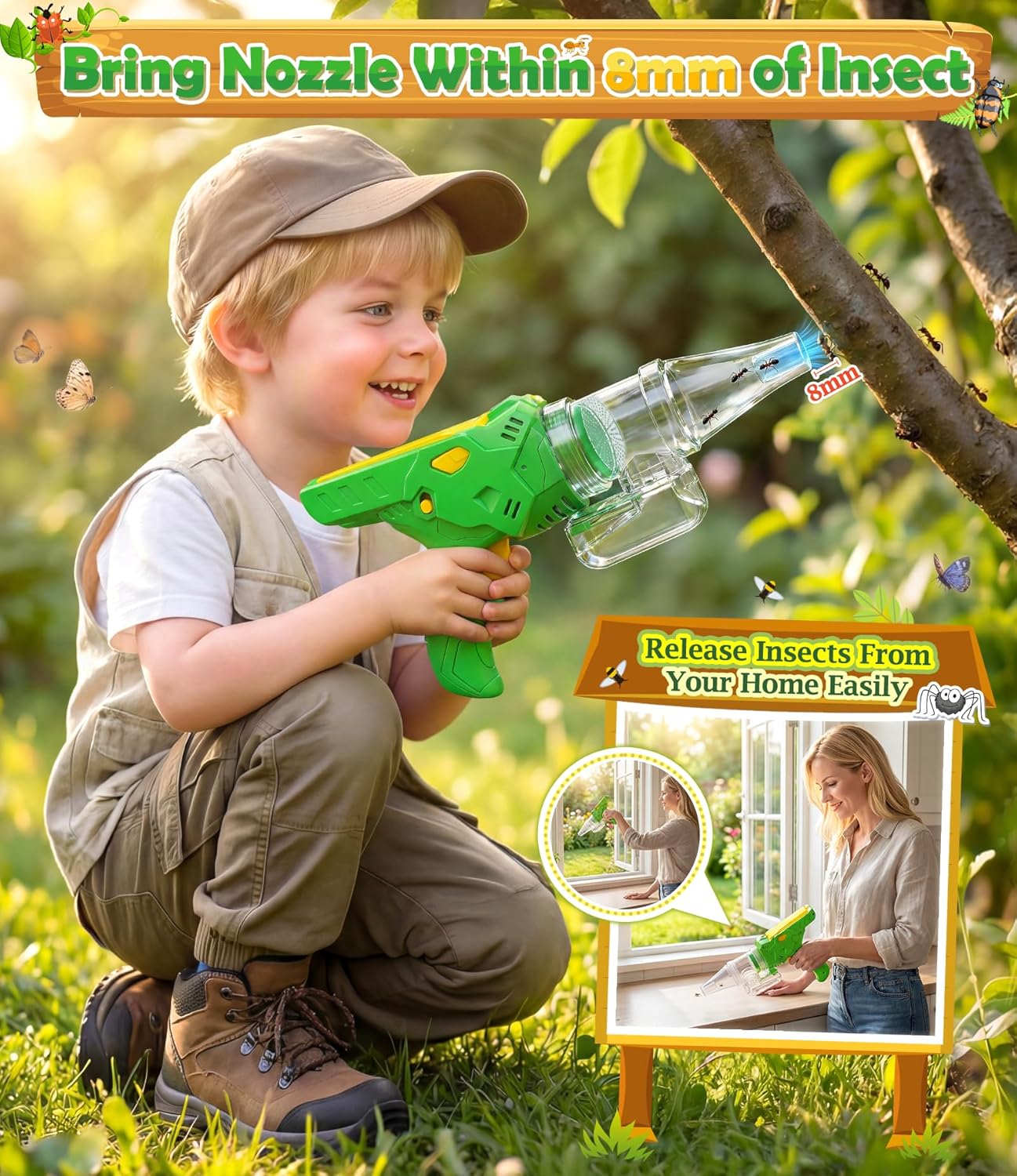 Bug Catcher for Kids 3-12, Bug Vacuum Bugs Catching Release Kit, Magnifying Glass Bug Collector Butterfly Net Bugs Grabber Insect Catcher Tweezers, Boys Outside Explorer Toys Birthday Gift - Image 4