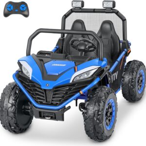 ELEMARA 24V Ride on Car for Kids, 2 Seater XL 20″ Seat Ride on Toy, 10AH 4WD Battery Powered 4.5MPH Electric Car with Remote, 3 Speeds, Music Gift for Ages 3-8
