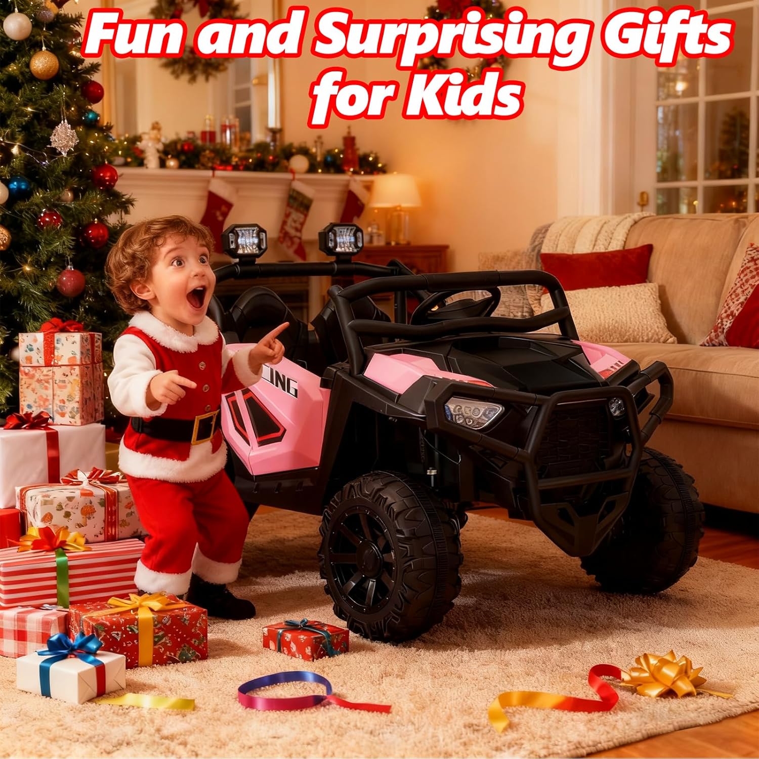 24V XL 2 Seater Ride on Car Truck, BLISSRIDE 4x200W Kids UTV w/20 Spacious Seat, 4WD/2WD, 7Ah Large Battery, Remote Control, Bluetooth, LED Lights, 24V Ride on Toys for Big Kids Boys Girls, Pink - Image 8