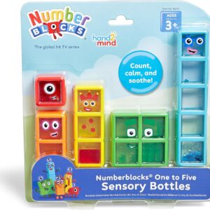 hand2mind Numberblocks One to Five Sensory Bottles, Numbers for Toddlers, Counting Toys, Calming Sensory Fidget Toys, Calm Down Corner Supplies, Social Emotional Learning, Birthday Gifts for Kids