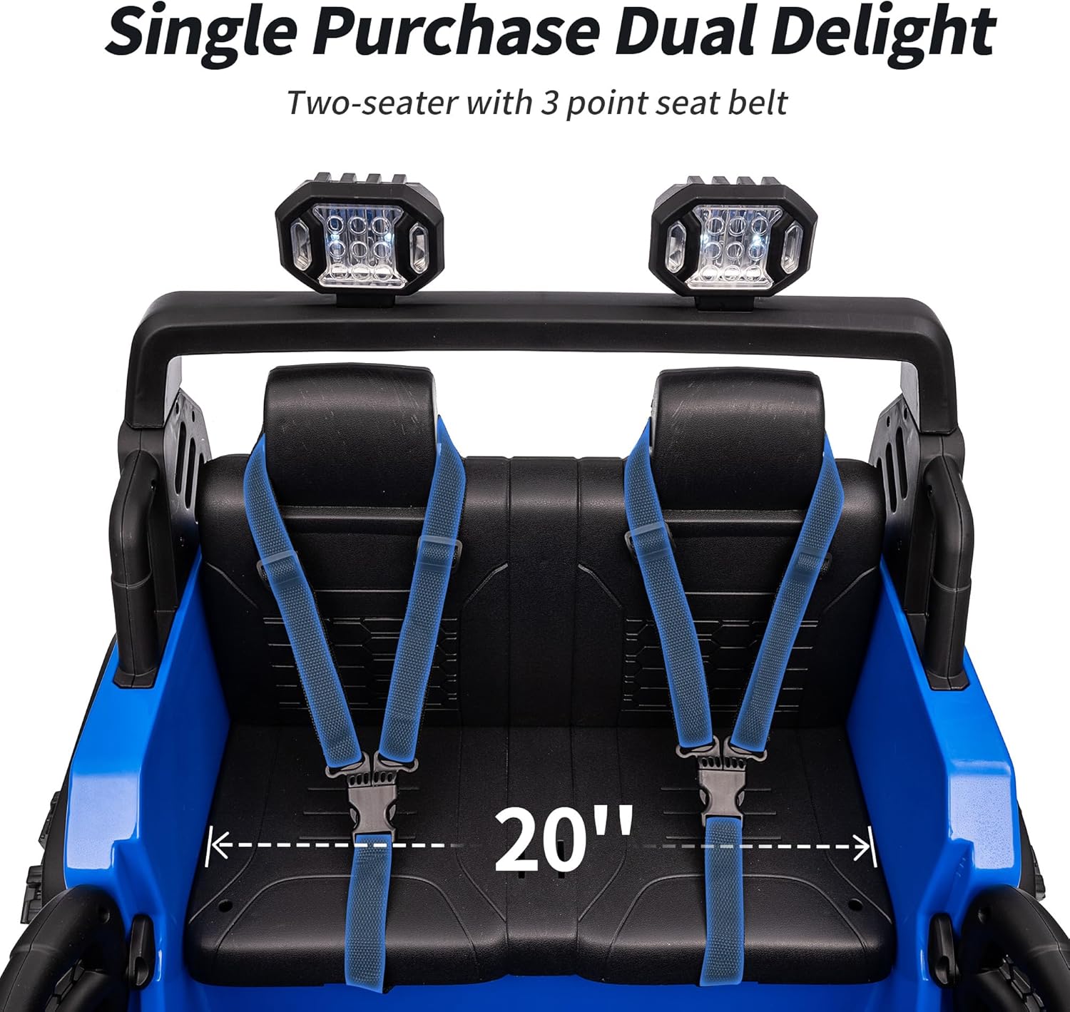 Hikiddo 2 Seater Ride on Car Truck, 12V Kids Electric Ride on Toy for Big Kids Age 3-8 w/Remote Control- Blue - Image 6