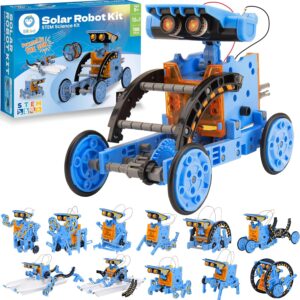Sillbird Solar Building Robot Kit STEM Gift for Boys Aged 8-13, DIY Science Educational Toys for Kids Teens Birthday, 12-in-1 Solar or Battery Powered Robotic Set with 196 Pieces