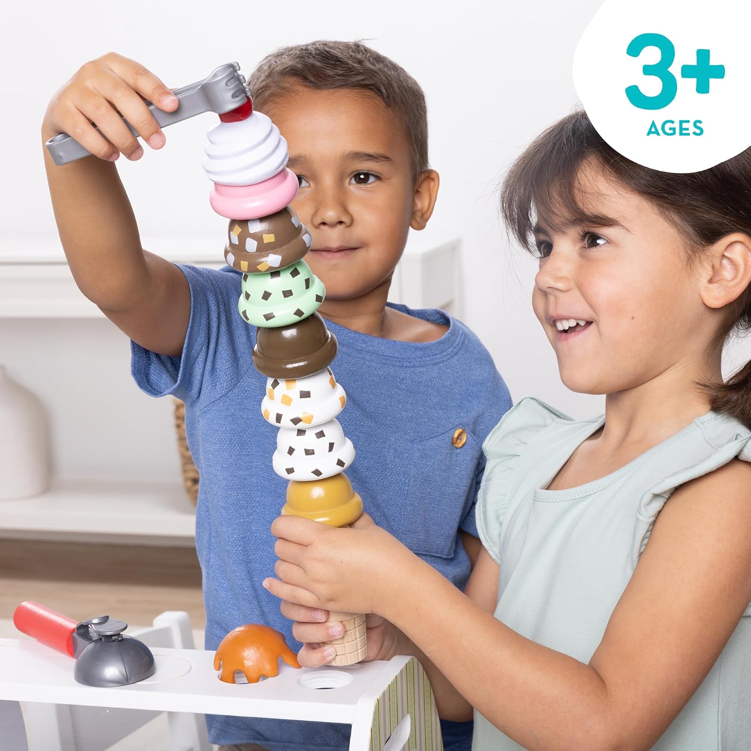 Melissa & Doug Wooden Scoop & Serve Ice Cream Counter, Pretend Play Store, 28 Toy Food & Play Kitchen Accessories, Preschool Toys for Girls & Boys 3+ - Image 5