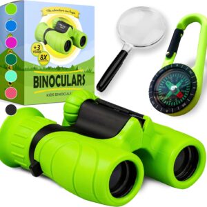 Binoculars for Kids – Perfect Toy for Little Boys and Girls – Extensive Set Incl. Magnifying Glass & Compass – Powerful Magnification 8X21 – 3 to 12 Year Old Kids for Toddler