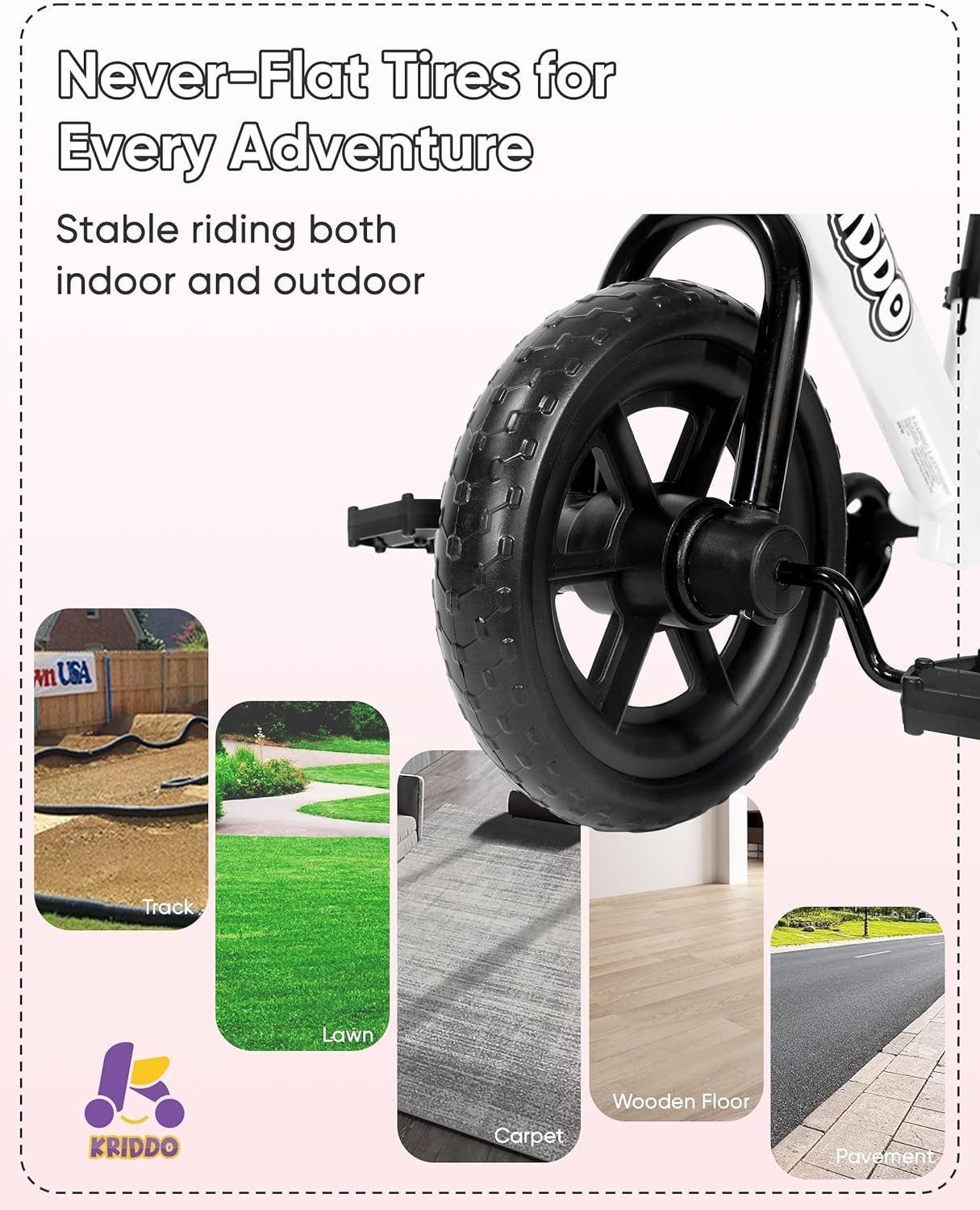 KRIDDO 2-in-1 Kids Tricycle and Toddler Balance Bike 2 Year Old, Detachable Pedals and Stowable Training Wheels, DIY Plate, Riding Trikes Toy for Ages 18 Months to 3 Years - Image 7
