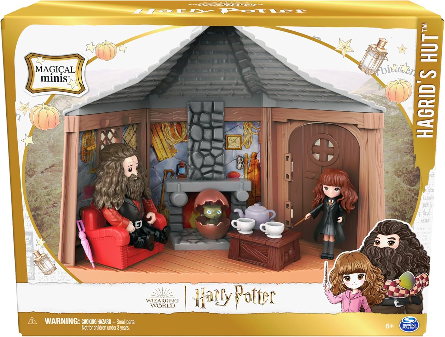 Wizarding World Harry Potter, Magical Minis Hagrid’s Hut Playset with 2 Figures and 9 Doll Accessories, Kids Toys for Ages 6 and up - Image 2
