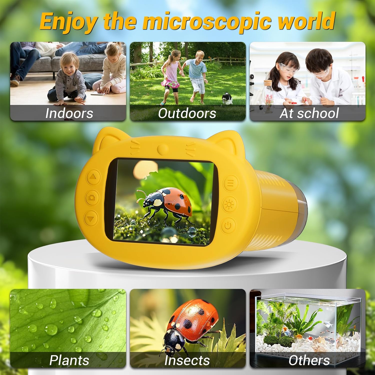Kids Microscope: 1000X Handheld Pocket Microscope for Photo and Video Portable Science Kits STEM Toys – Christmas/Birthday Gifts for Girls & Boys Ages 3-12(Orange) - Image 5