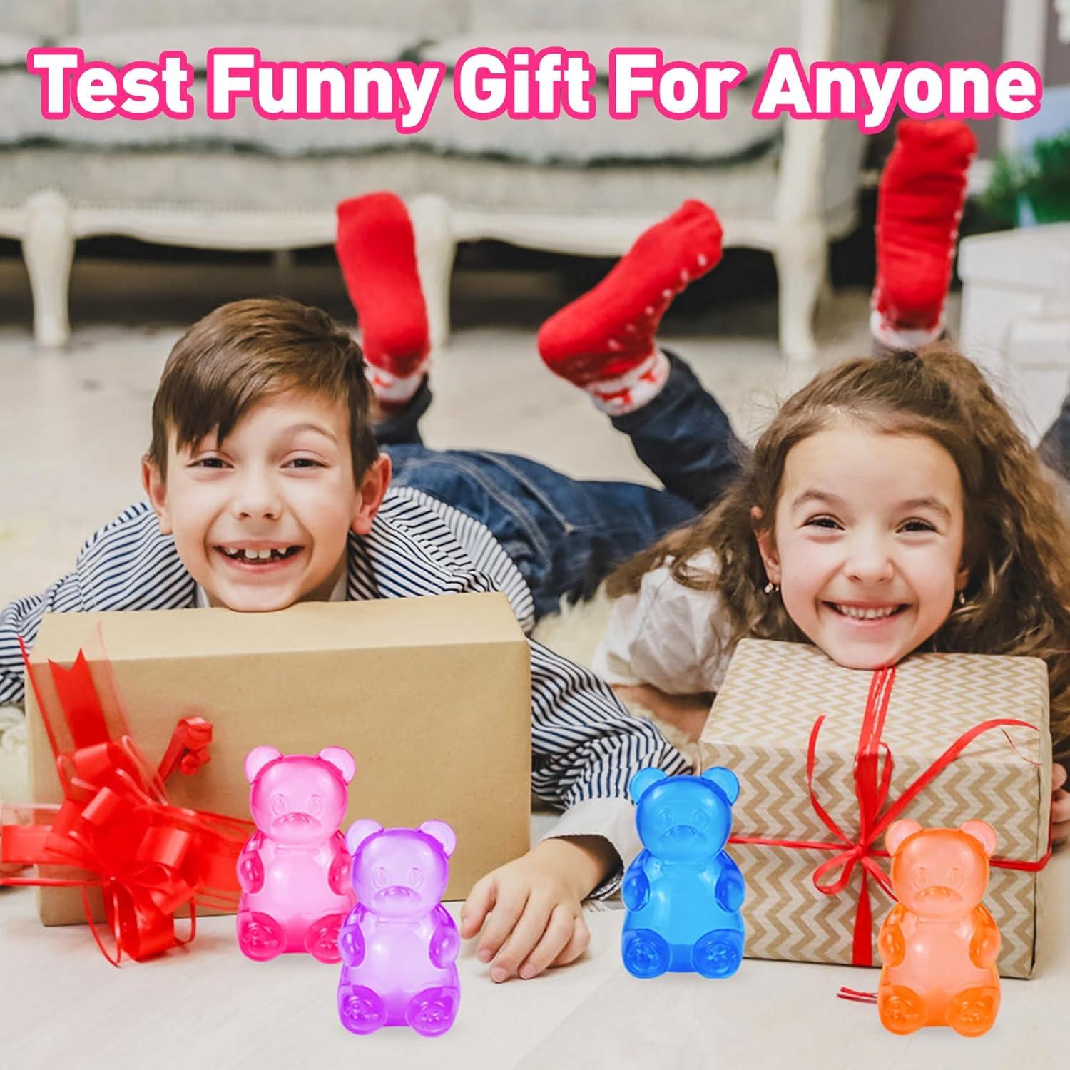 Gummy Bear Squishy, Stress Bear Taba Squishy, Taba Squishy Toys for Kids, Stress Balls Valentines Day Gifts Birthday Gifts Party Favors-Rosy - Image 7
