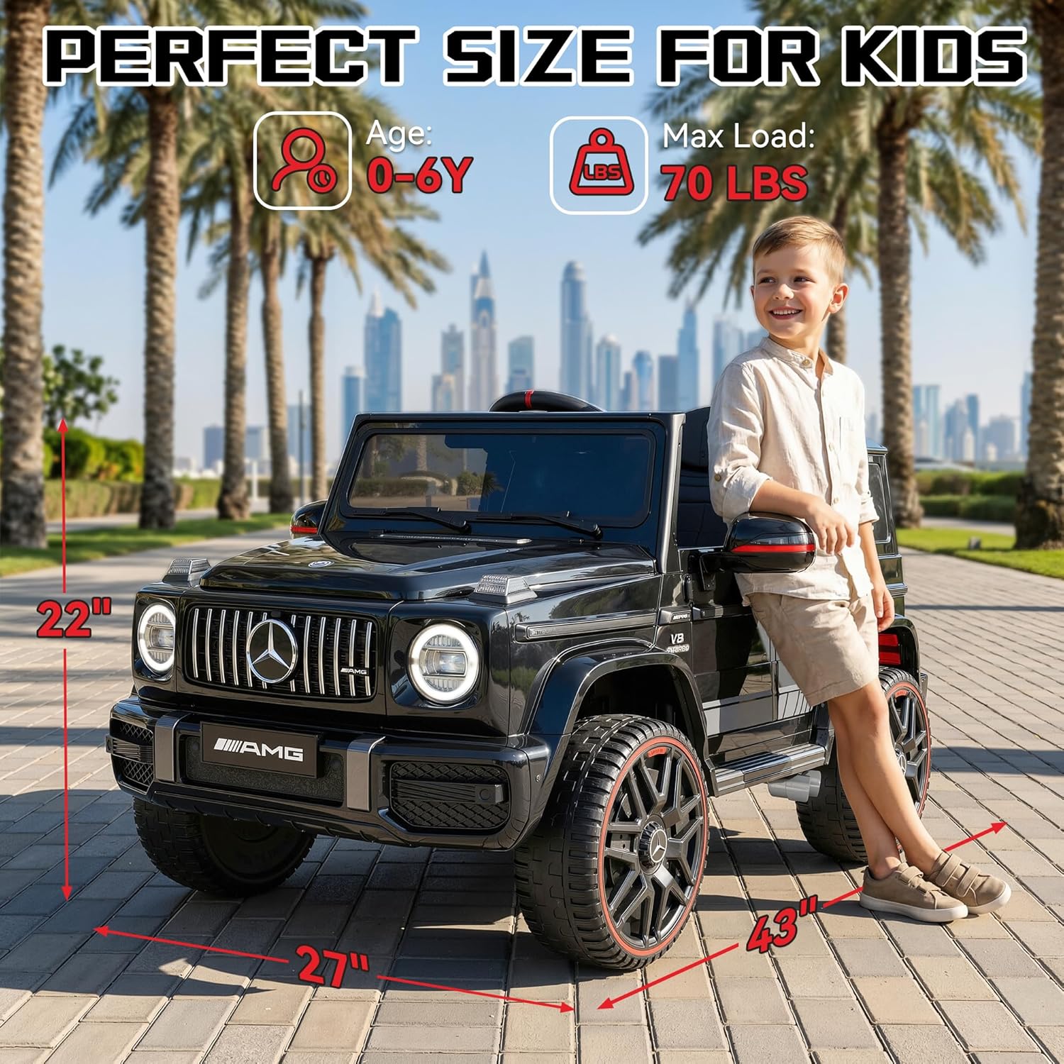 Mercedes-Benz Licensed G63 12V Kids Ride On Car, Ride on Toys with Parental Remote Control, Durable Material Body, Upgraded Motors, LED Lights & Music, Safe Electric Car for Toddlers, Black - Image 6