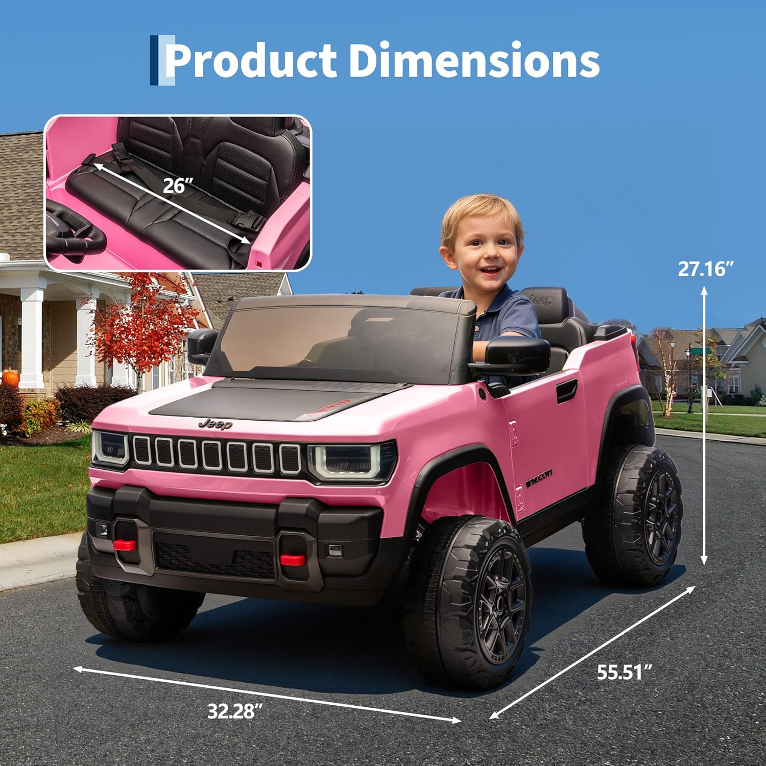 Garvee 24v Licensed Kids Ride on Car, 2 Seater Electric Truck for Big Kids with Parent Remote Control, 3 Speeds, Bluetooth Music, LED Lights for Ages 3-8 - Image 8