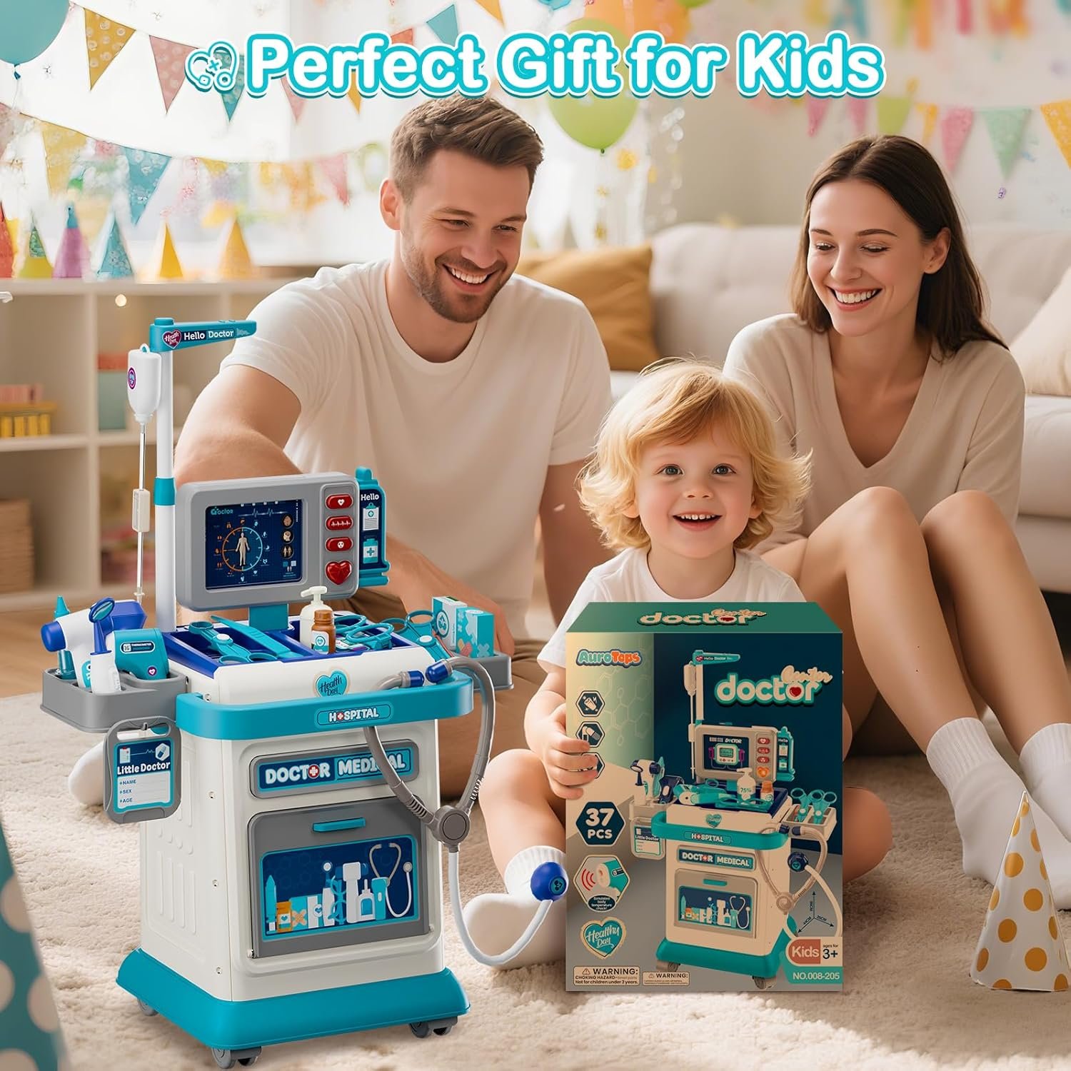 AuroTops Doctor Kit for Toddlers 3-5, 26 Pcs Doctor Play Set for Kids Ages 3-8,Role Play Toy Medical Cart Doctor Toys Educational Toys for Boys & Girls Birthday Gifts - Image 6