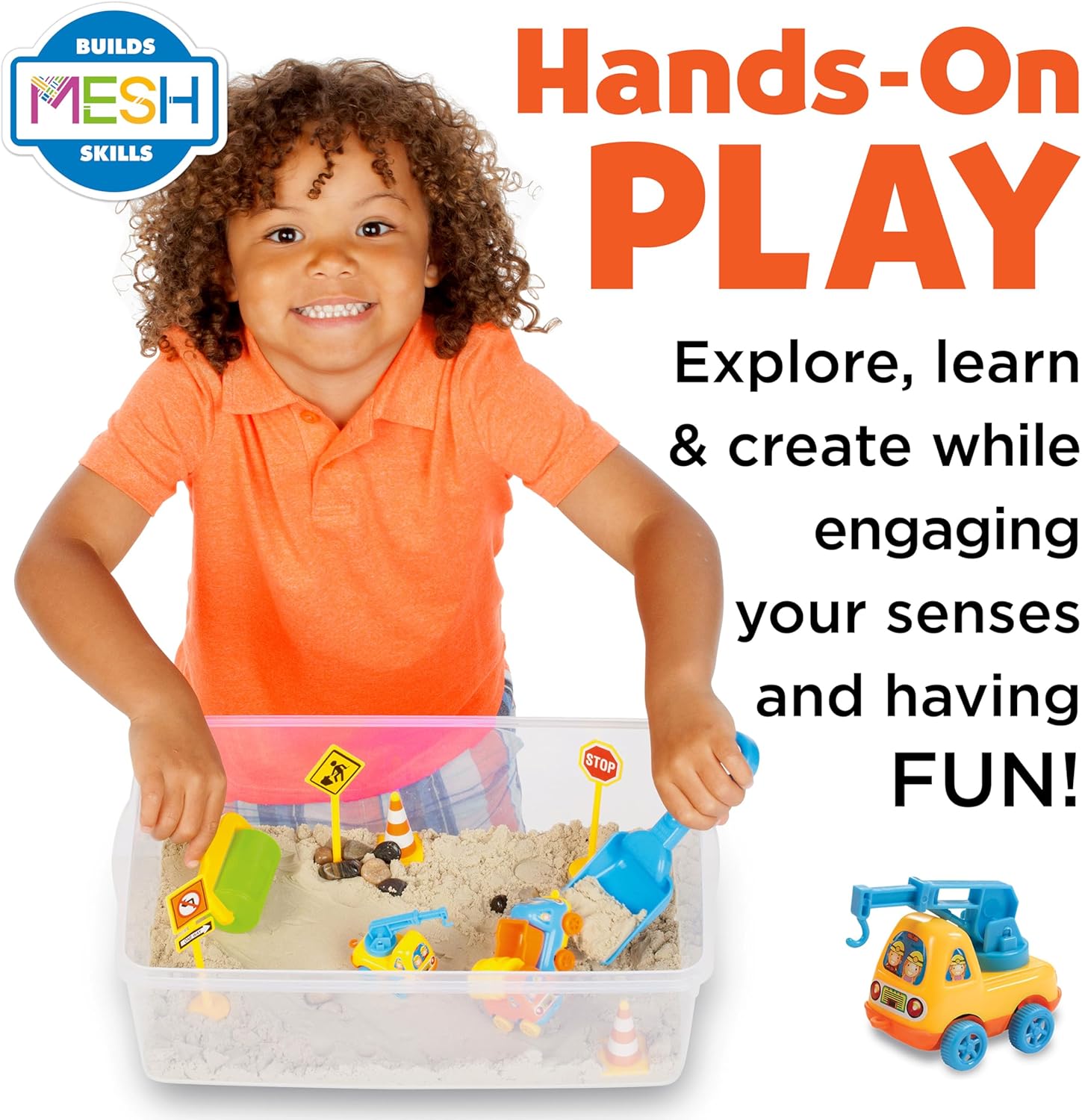 Creativity for Kids Sensory Bin: Construction Zone Playset - Preschool Learning Activities, Excavator Toys for Boys Ages 3-5+, Outdoor Toys and Gifts for Kids - Image 2
