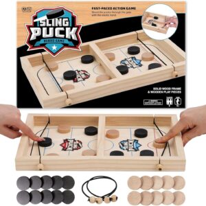 Fast Sling Puck Game – Super Winner Slingshot Puck Board Game – Sling It Shot 2 Player Hockey Table for Kids, Teen and Adults – Christmas Indoor Family Tabletop Games