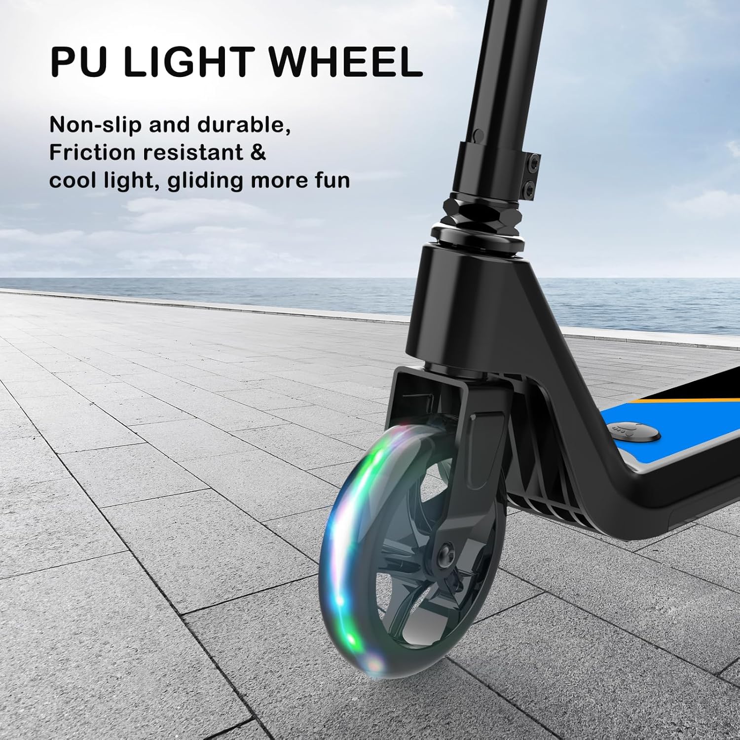 LINGTENG Electric Scooter for Kids Age 6-10, Kick-Start Boost Scooter with Adjustable Speed and Height, Flash Wheel & Deck Lights - Image 3