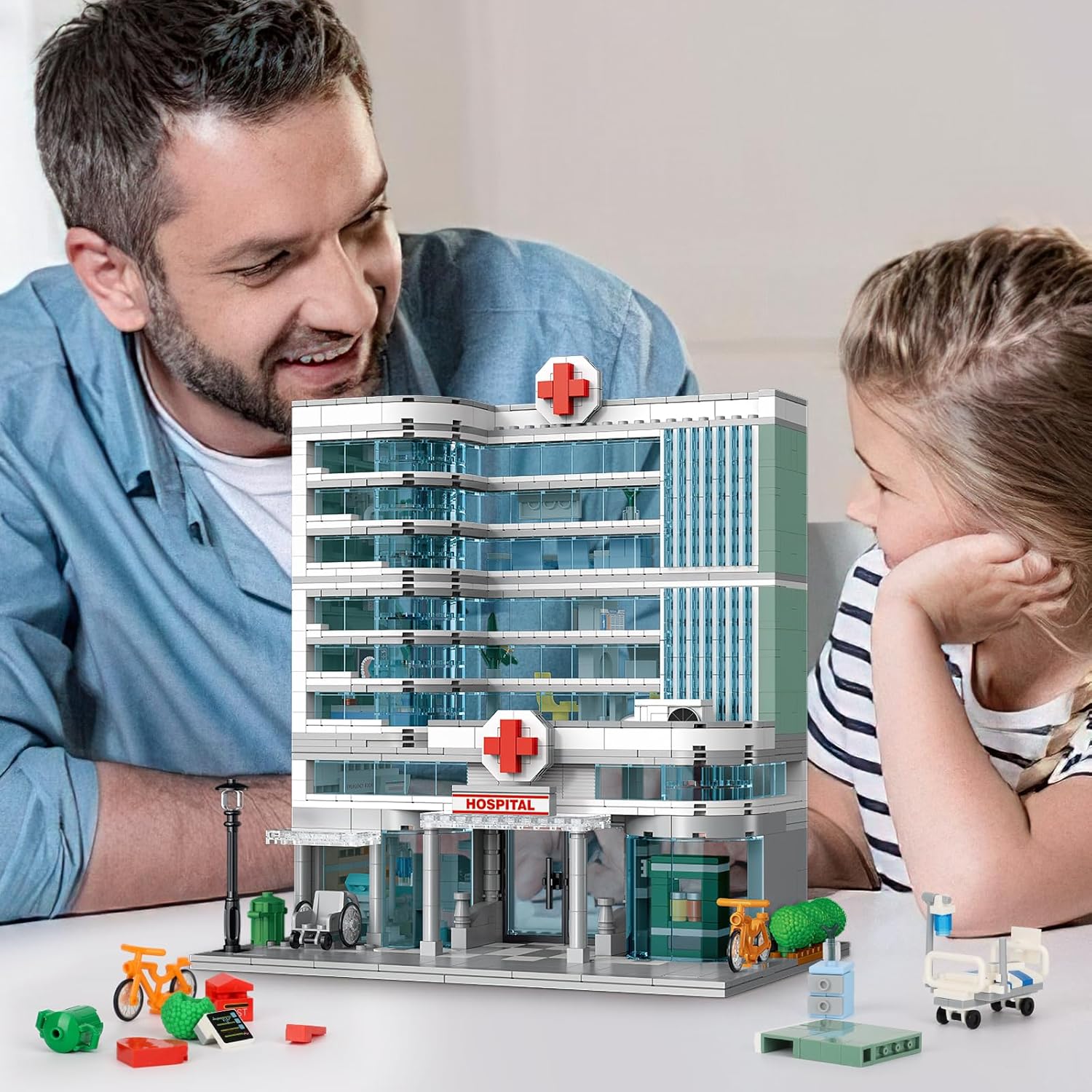 NEWABWN City Hospital Building Set Compatible with Lego, 1350 Pieces Modular 3-Story Medical Center with LED Lighting, Building Set for Adults and Kids Ages 10+, Gift for Boys and Girls - Image 6