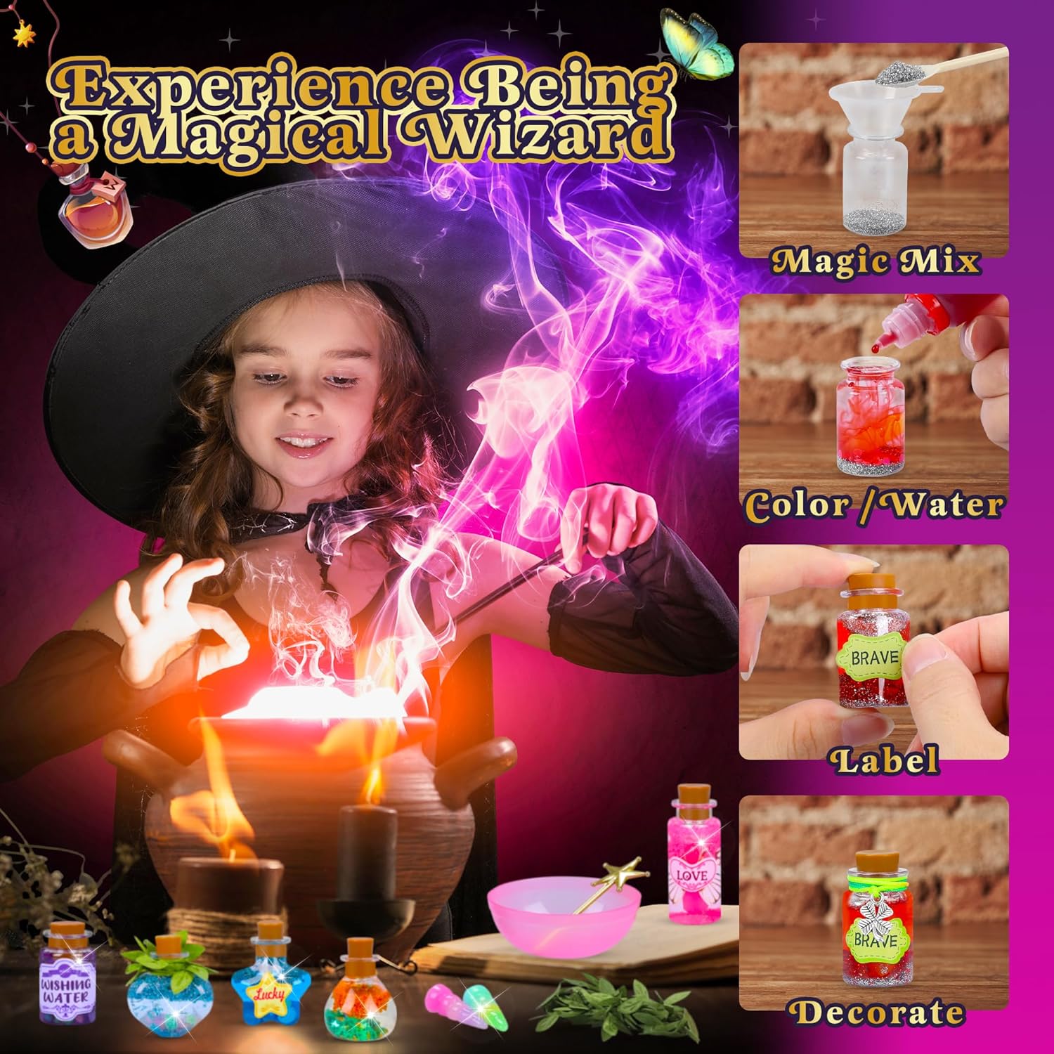 Fairy Magic Potions Kit for Kids, with Magical House, 26 DIY Mixed Magic Wizard Potion Bottles, Mystery Potions Craft Kit, Christmas Decorations Birthday Gifts for Age 6 7 8 9 10+ Year Old Girls Boys - Image 5