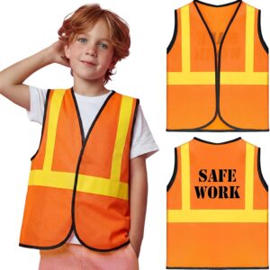 Haysandy 1 Pc Kids Construction Vests Construction Worker Costume Career Dress Up for Toddlers Birthday Party Gift, Ages 3-8 (Orange)