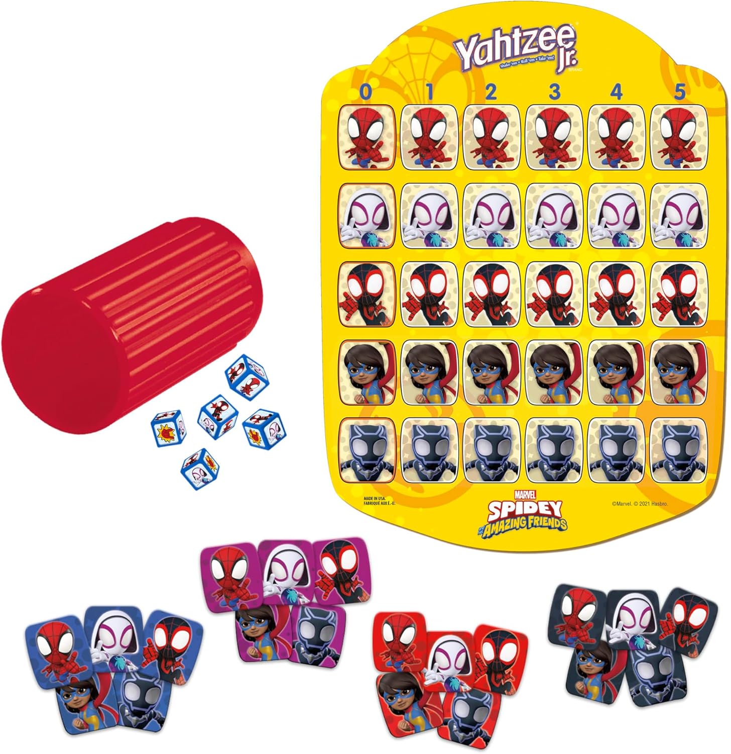 Hasbro Gaming Spidey and His Amazing Friends Yahtzee Jr.Marvel Edition Board Game for Kids, Ages 4 and Up (Amazon Exclusive) - Image 4
