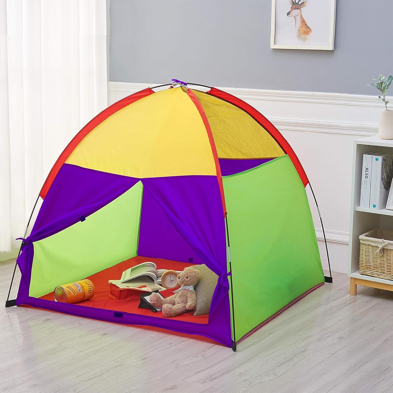 ATDAWN Kids Play Tent, Kids Pop Up Tent, Camping Playground, Indoor/Outdoor Children Playhouse for Boys and Girls, Rainbow Color - Image 2