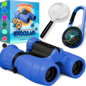 Binoculars for Kids – Perfect Toy for Little Boys and Girls – Extensive Set Incl. Magnifying Glass & Compass – Powerful Magnification 8X21 – 3 to 12 Year Old Kids for Toddler