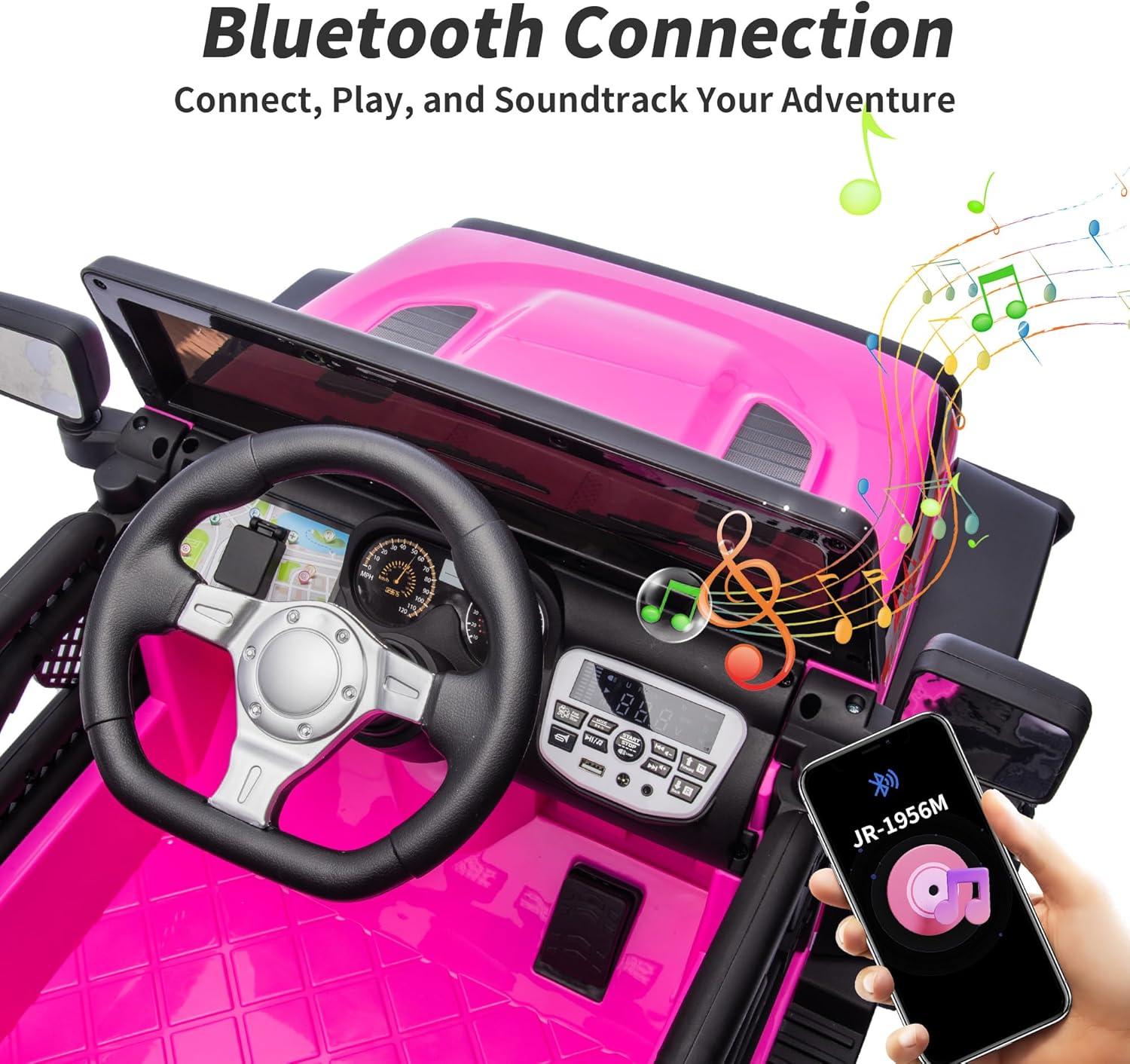 Hikiddo 24V Kids Ride on Car, Kids Electric Vehicles Car Ride on Toy Truck for Toddlers 3-5 w/Remote Control, 400W Motor - Pink - Image 7