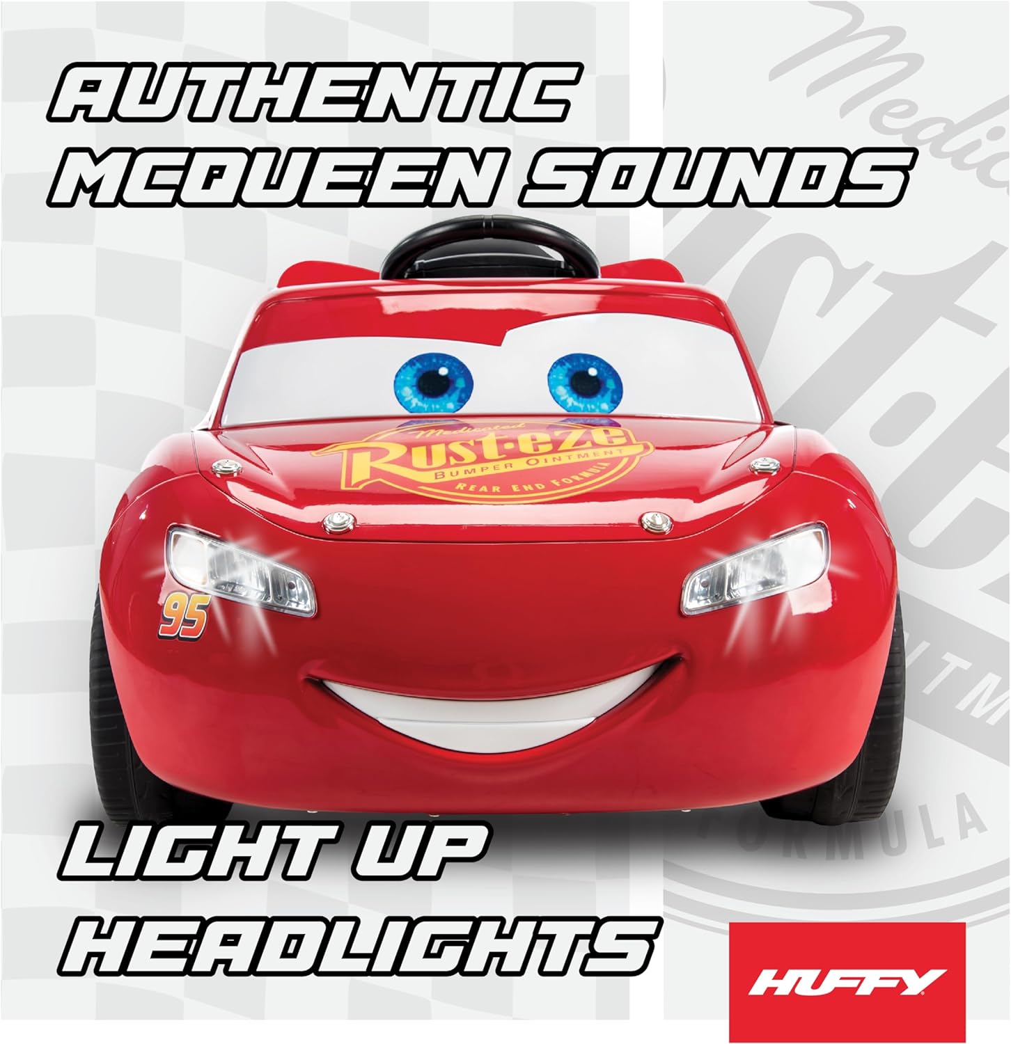 Huffy Lightning McQueen 6V Ride-On Toy Car with Headlights & Engine Sounds, Foot Pedal Drive, Up to 2.5 MPH, Ages 3–7 - Image 3