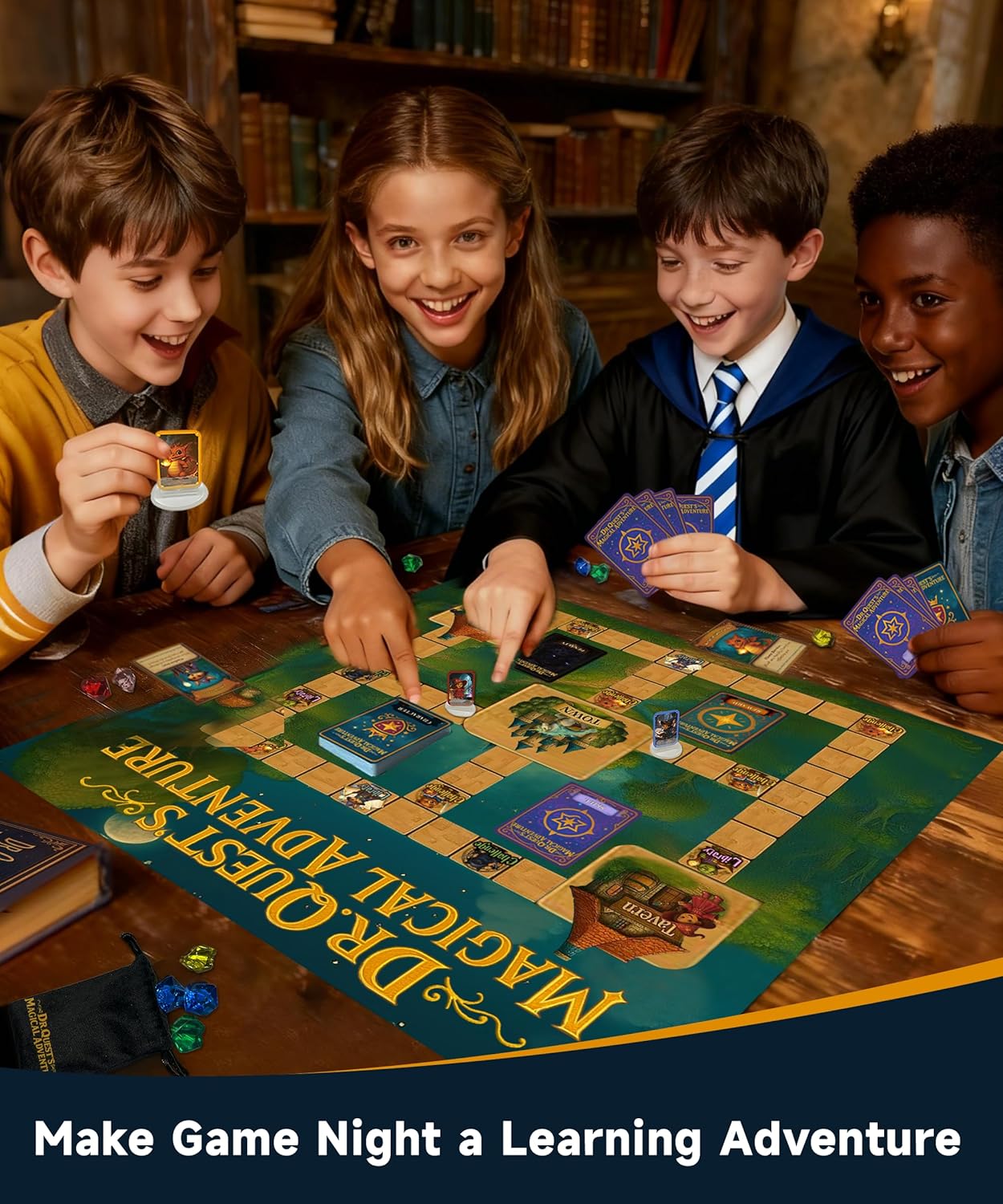 Dr. Quest's Magical Adventure–Educational Board Game for Kids Ages 6-9 – Spelling & Grammar Learning Game for Early Elementary | 180 Questions | Screen-Free Homeschool & Family Game | 2-6 Players - Image 2