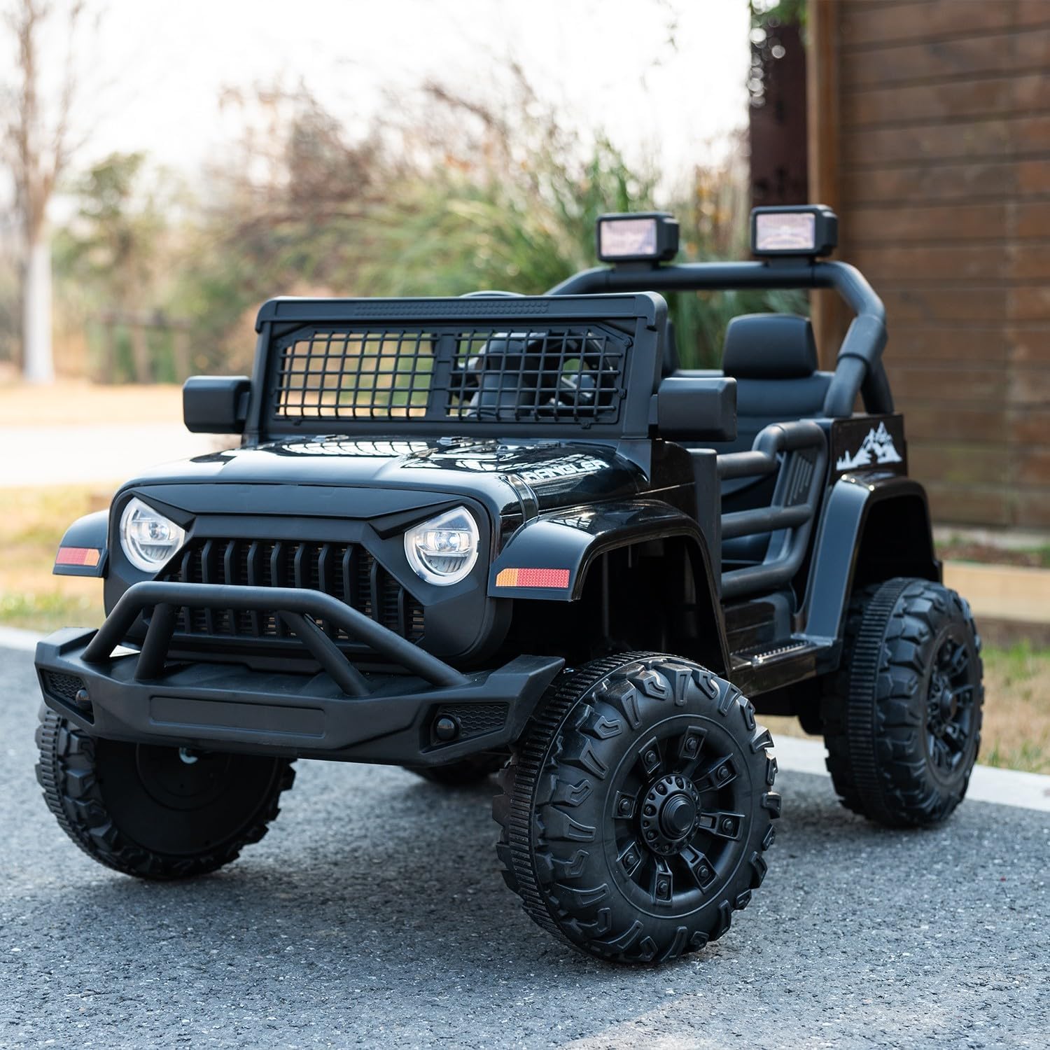 12V 7AH Kids Ride-On Truck Car, Electric Car with Parent Remote Control, Spring Suspension, LED Lights, Bluetooth, Music, Black - Image 2