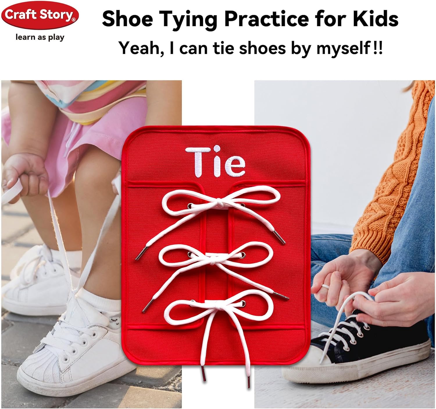 Craftstory Toddlers Montessori Toys Busy-Board for 3 4 5 Year Girls Boys Gifts, Sensory Basic-Life-Kills Shoe-Tying Practice for Kids Fine-Motor Skill Toys Teacher Resoures Preschool Classroom - Image 6