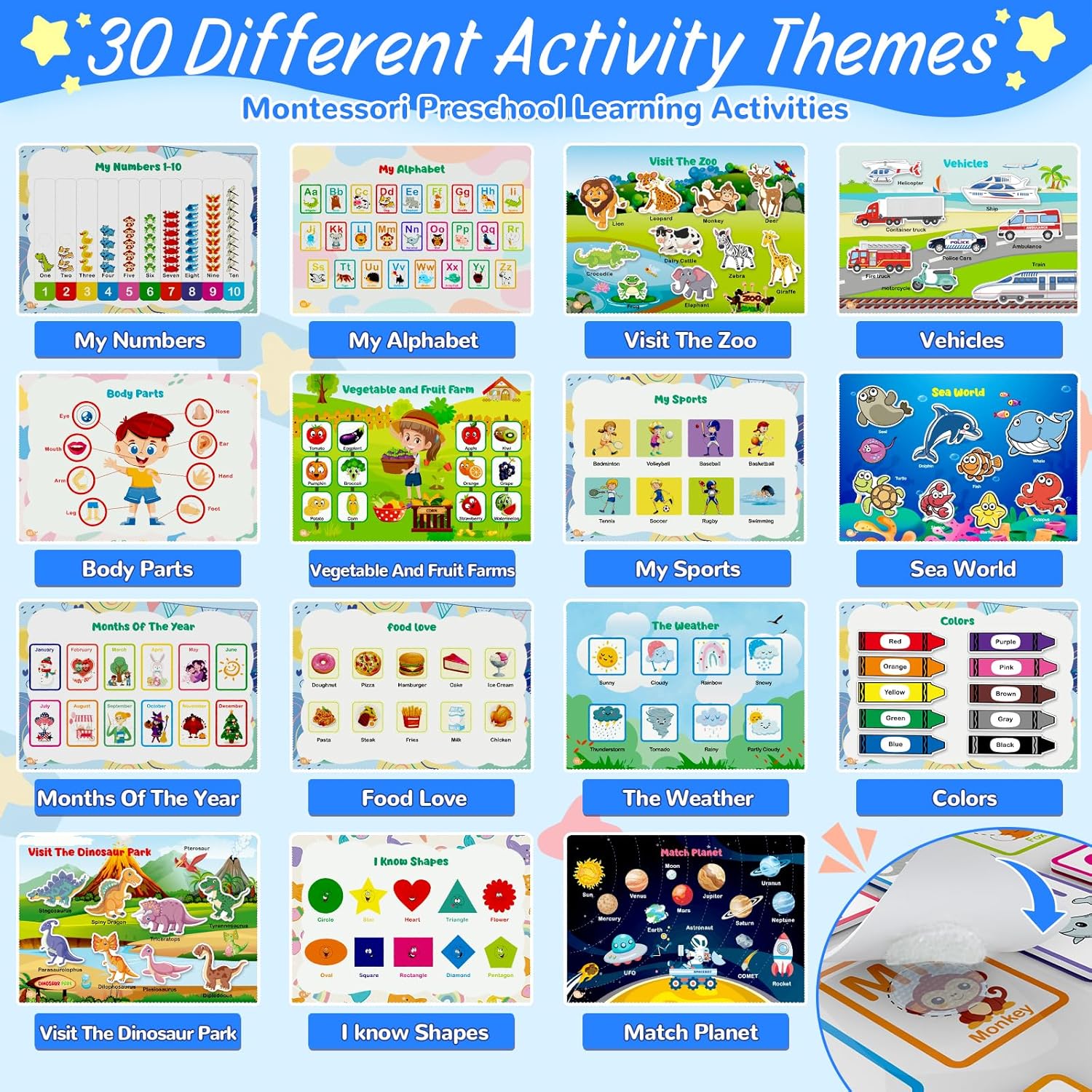 Busy Book for Toddlers 3+, Preschool Learning Activities with 30 Themes Prek Preschool Workbooks, Montessori Educational Learning Toys for Autism Sensory Travel toys,Back to School,Birthday Gifts - Image 9