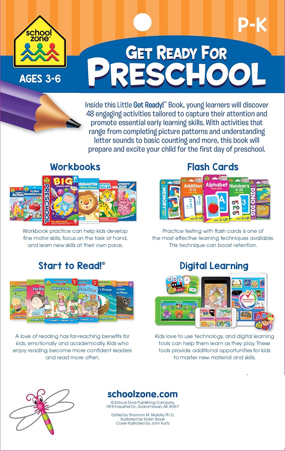 School Zone Get Ready for Preschool Workbook: 48 Pages, Pre-K, Learn ABCs, Numbers, Colors, Counting, Rhyming, Phonics, Patterns, Matching, Ages 3-6 (Little Get Ready! Book Series) - Image 2