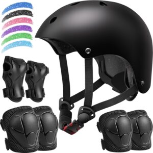 Kids Bike Helmet Set, Adjustable Helmet for Ages 2-3-5-8-14 Year Boys Girls, Toddler Pad Set with Knee and Elbow Pads for Bike, Roller, Skating, Scooter, Longboard and More Sports, 6 Color