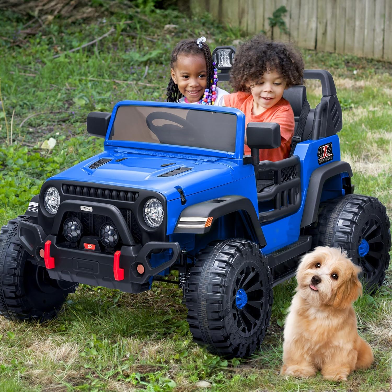 Hikiddo 2 Seater Ride on Car Truck, 12V Kids Electric Ride on Toy for Big Kids Age 3-8 w/Remote Control- Blue - Image 2