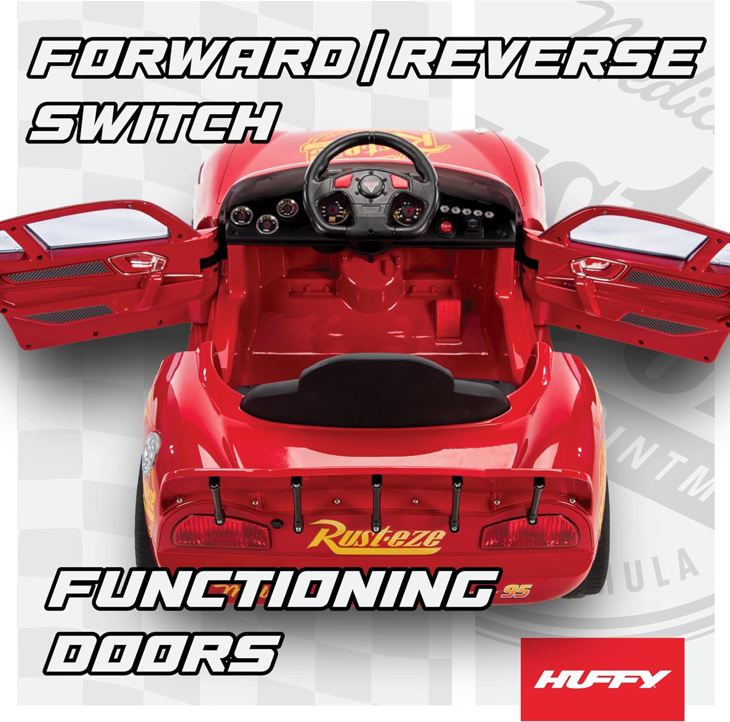 Huffy Lightning McQueen 6V Ride-On Toy Car with Headlights & Engine Sounds, Foot Pedal Drive, Up to 2.5 MPH, Ages 3–7 - Image 6