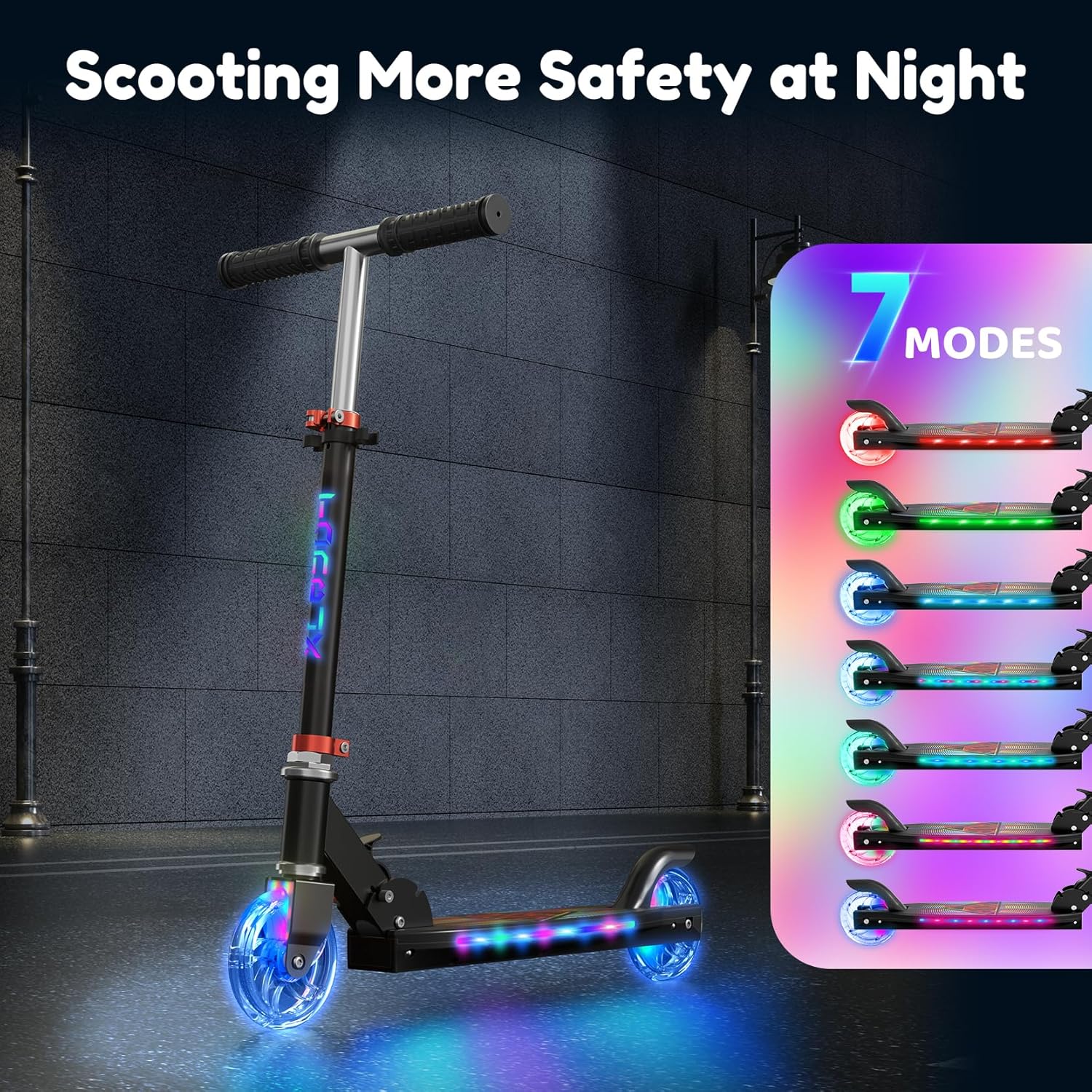 TONBUX Scooters for Kids 5-12, 2 Wheel Scooters with Cool Light Up Stem, Wheels, and Deck, 3 Level Adjustable Height Kick Scooter, Foldable and Lightweight Scooter for Kids 8-12 - Image 2