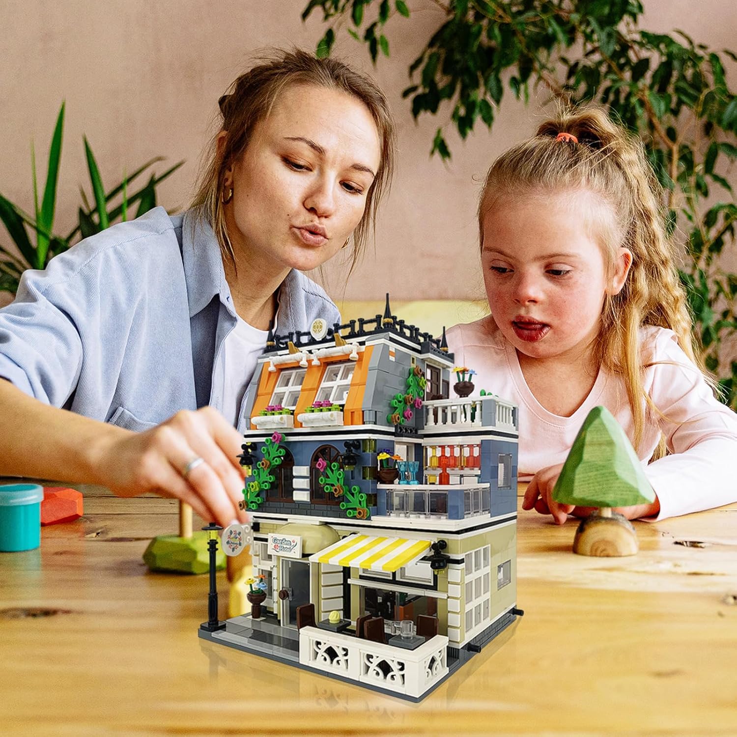 Garden Hotel Assembly Square Building kit,Modular House Building Blocks Model Set for Teens and Adults.Collectible Display Toy Building Set 1284 PCS - Image 2