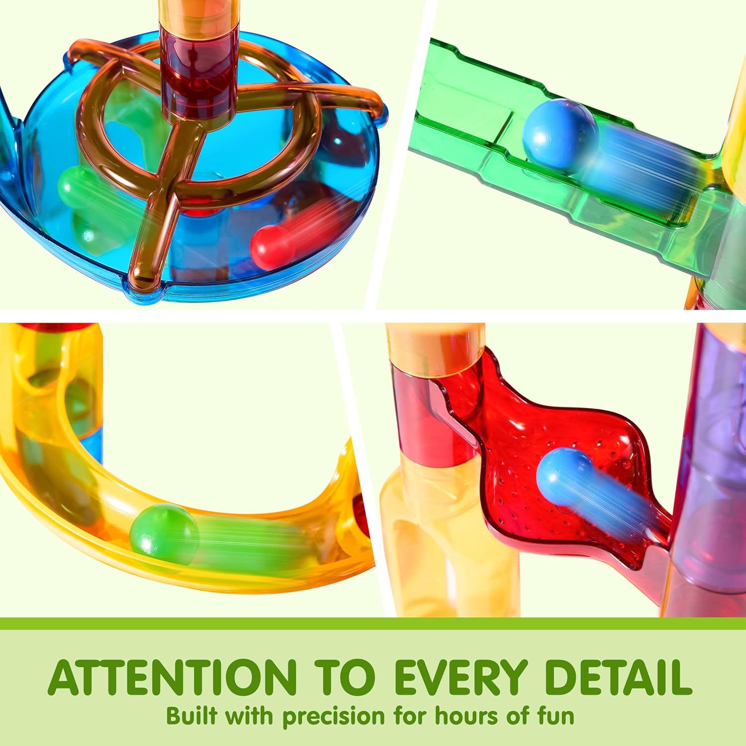JOYIN 137Pcs Glowing Marble Run - Construction Building Blocks Toys with 15 Glow in The Dark Plastic Marbles, STEM Toy Presents for Boys and Girls, Birthday Gifts, Easter Basket Stuffers - Image 4