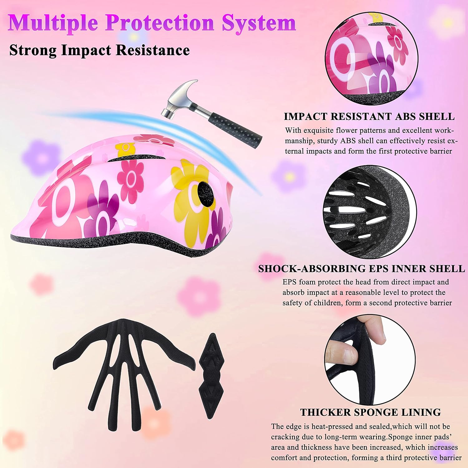 Lamsion Kids Helmet Adjustable with Sports Protective Gear Set Knee Elbow Wrist Pads for Toddler Ages 3 to 8 Years Old Boys Girls Cycling Skating Scooter Helmet - Image 7