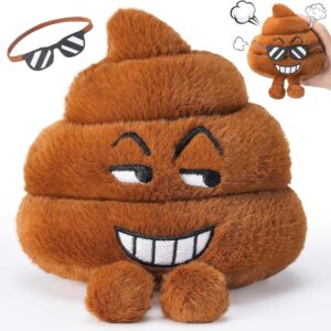 Farting Poop Plush Toy – Funny Poop Plush with 20 Hilarious Fart Sounds & Detachable Glasses, Perfect for Kids, Pets, Pranks, Gag Gifts, and Fun Decor for Home, Office & Parties