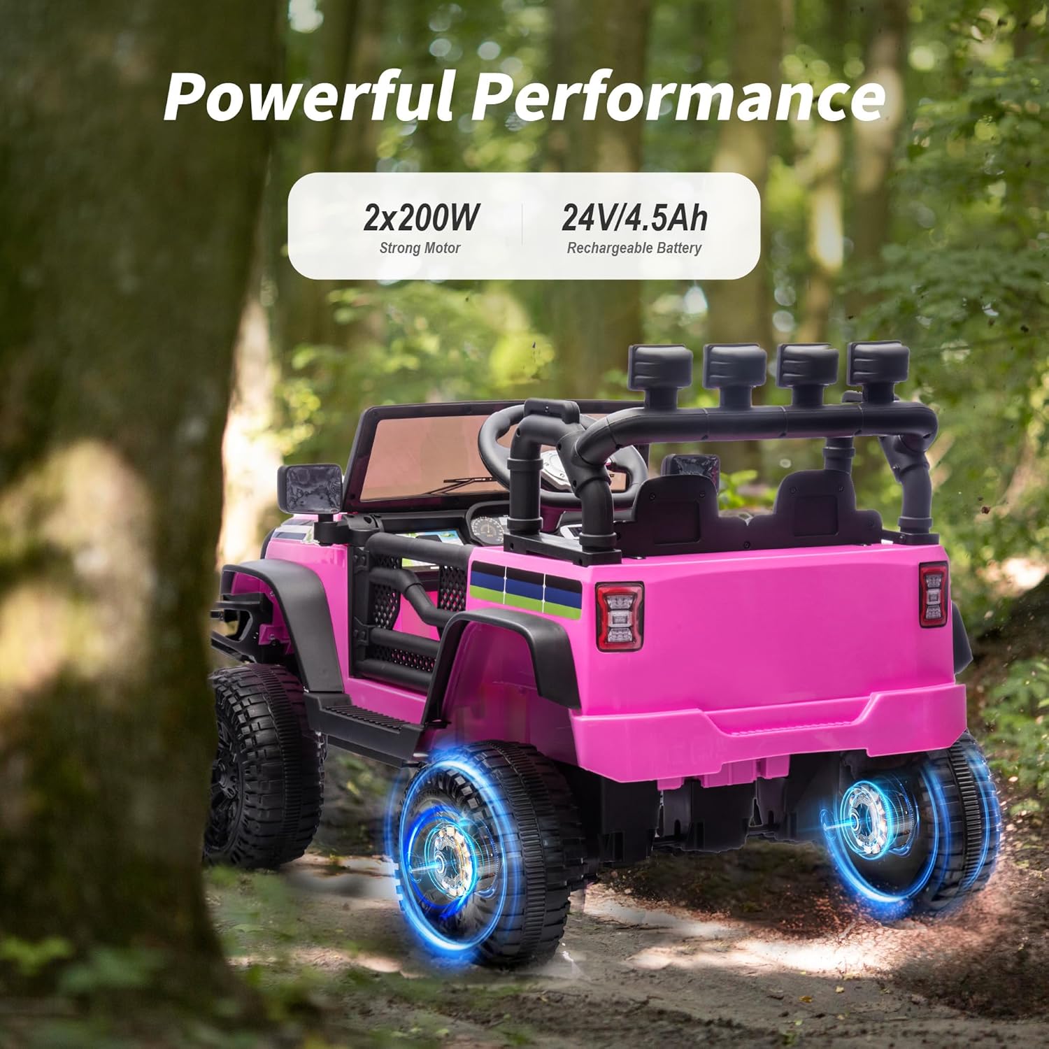 Hikiddo 24V Kids Ride on Car, Kids Electric Vehicles Car Ride on Toy Truck for Toddlers 3-5 w/Remote Control, 400W Motor - Pink - Image 4