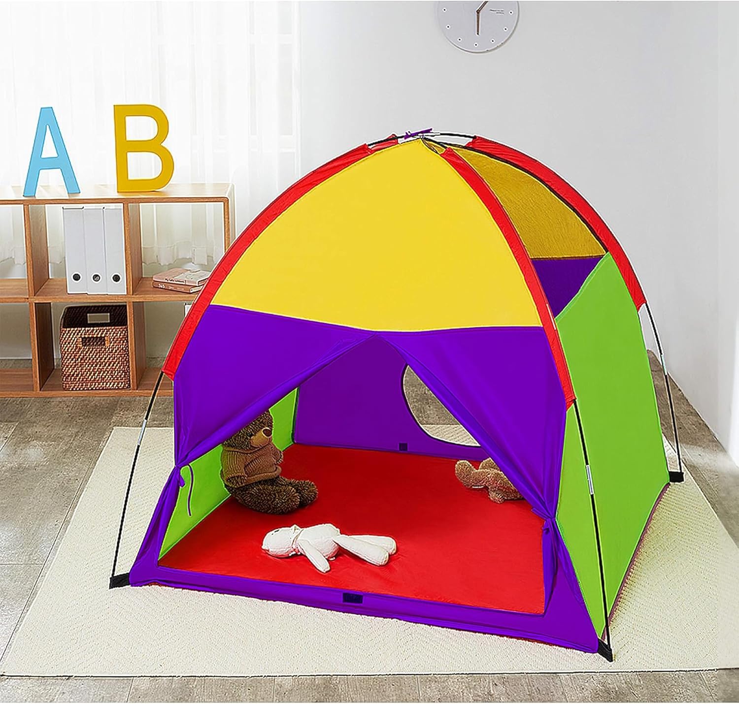 ATDAWN Kids Play Tent, Kids Pop Up Tent, Camping Playground, Indoor/Outdoor Children Playhouse for Boys and Girls, Rainbow Color - Image 9