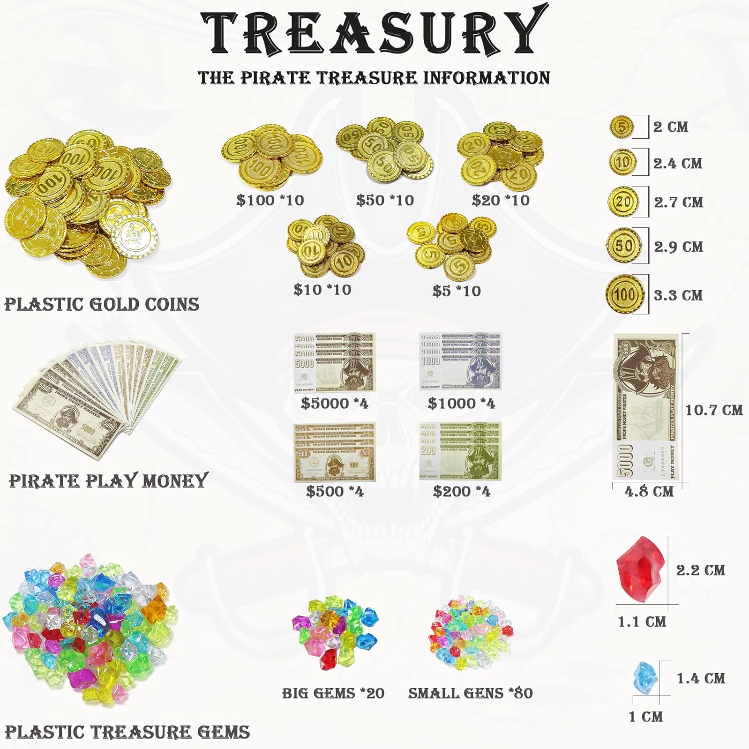 177 Pieces Kids Pirate Treasure Chest Treasure Hunt Kit Lockable Vintage Treasure Chest Toy Set Gold Plastic Compass Pirate Map for Halloween Themed Cosplay Party Favors - Image 3