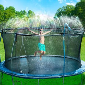 Bobor Trampoline Sprinkler for Kids, Outdoor Trampoline Water Sprinklers, Backyard Summer Water Toys, Outside Trampoline Accessories for Yard Backyard Water Fun (39ft)